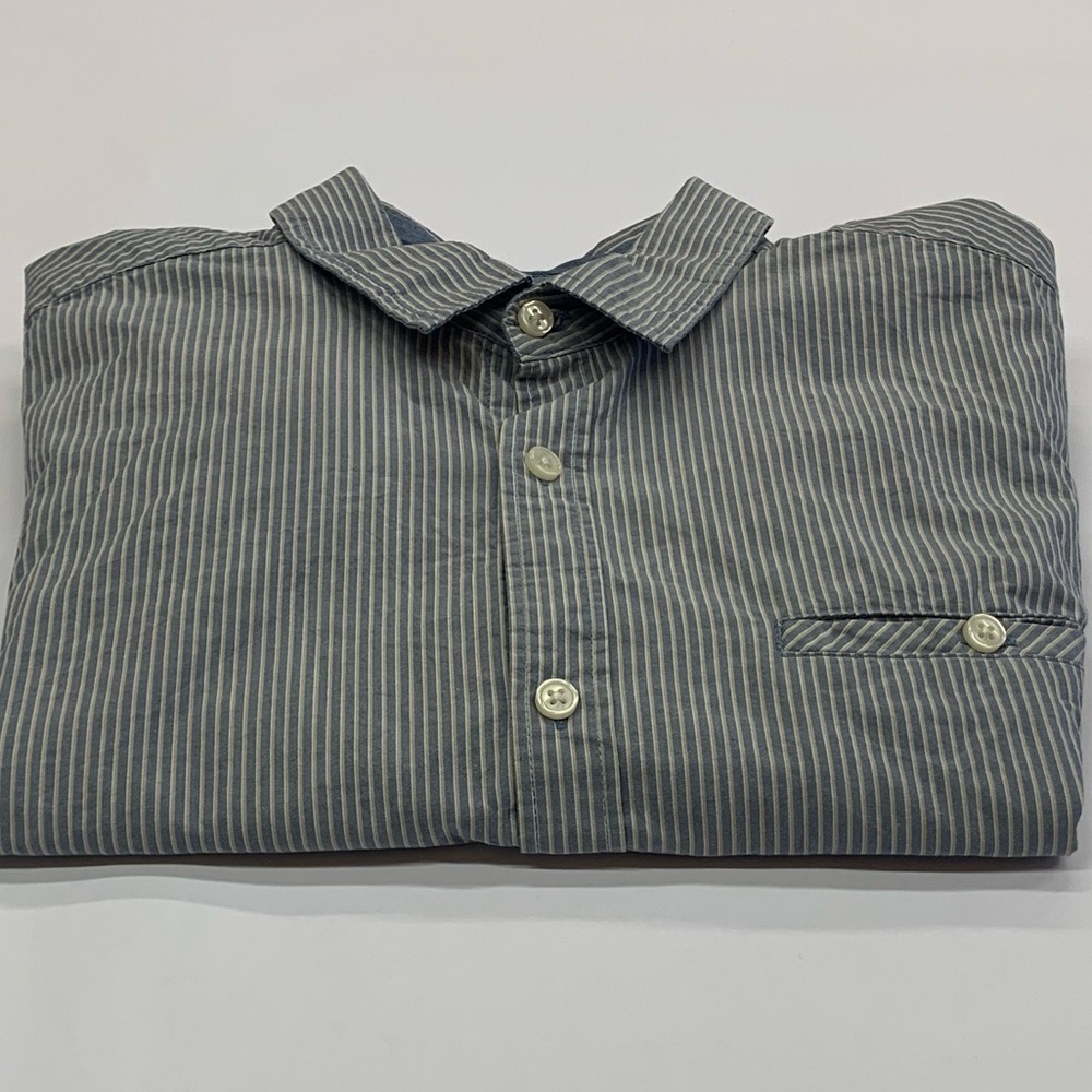 Men Dress Shirt Hagger Heritage Collection Shirt - Blue / White Stripe - Size L
